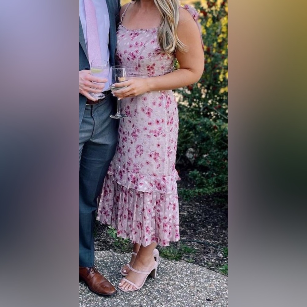 Lulus Pink Flower Ruffle Dress - Picture 2 of 6
